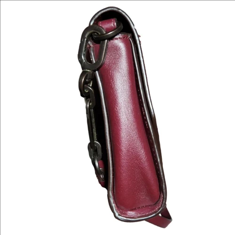 Coach Crosstown Colorblock Leather Crossbody Bag Burgundy - Picture 6 of 12